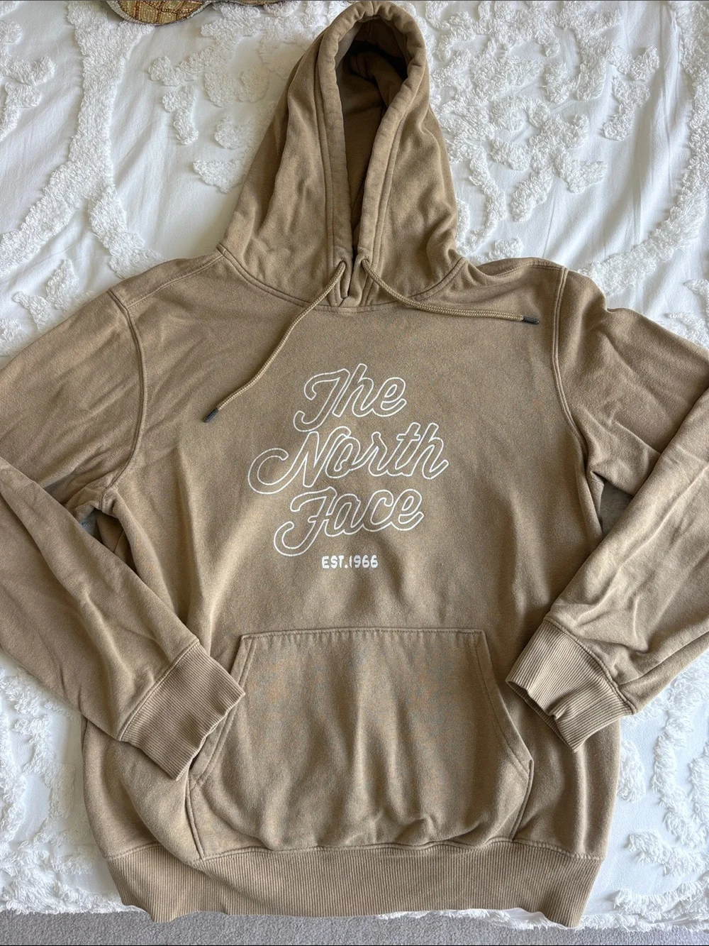 The North Face Men’s Crewneck Hoodie in Tan